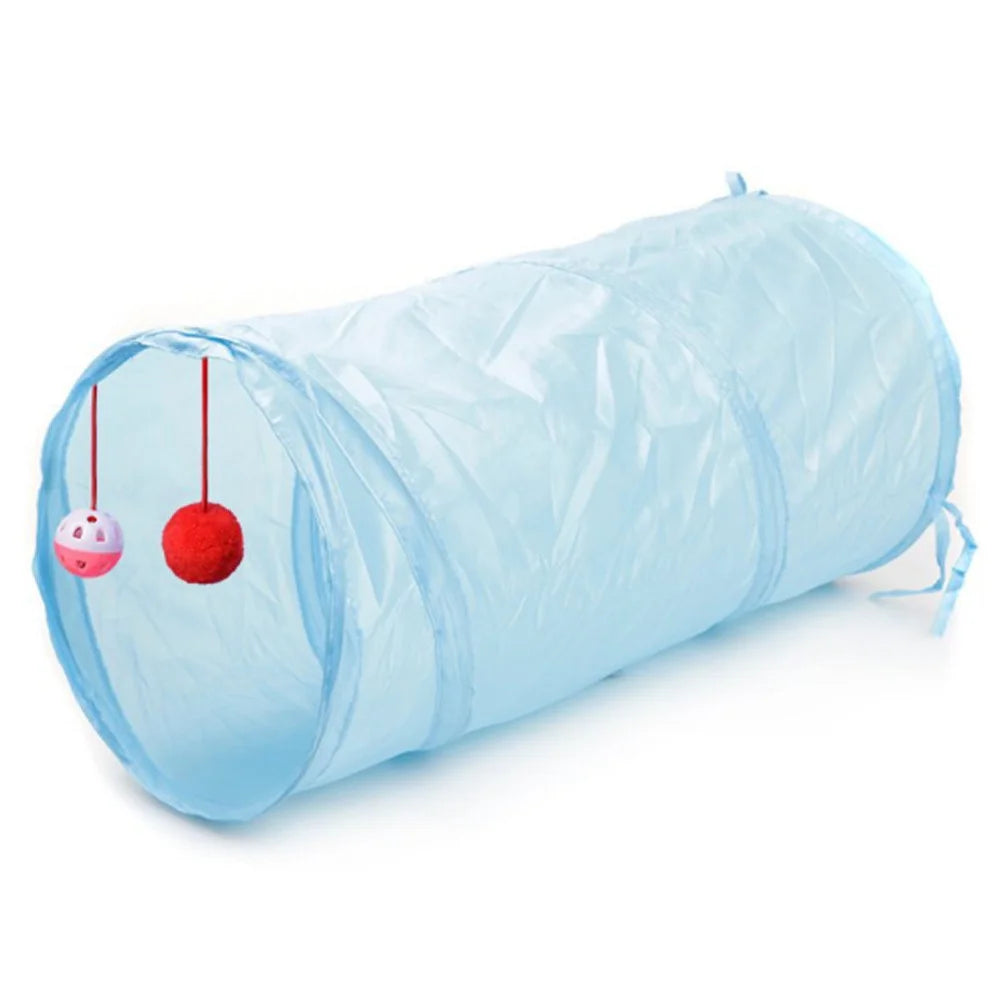 Cat Tunnel Cat Toys for Indoor Cats,2 Way Cat Tunnels Collapsible Cat Play Tunnel Interactive Toy for Small Dogs,Puppy,Kitty,Kitten,Rabbit - Sky Blue