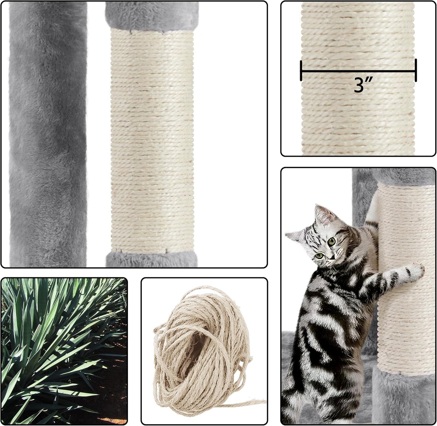70 Inches Stable Cat Tree with Padded Platform, Replaceable Dangling Balls, Hammock, Basket and Condo, Cat Tower Furniture for Kittens, Cats and Pets