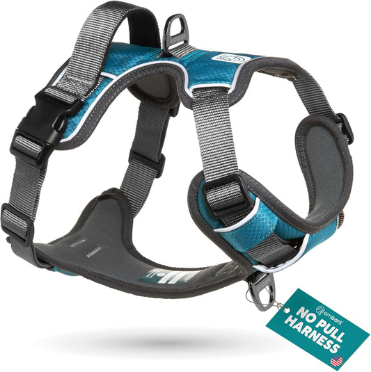 Embark Adventure XL Dog Harness – No-Pull, Reflective Trim, Military-Grade Nylon, 2 Leash Clips with Gel-Lined Handle, Soft & Padded